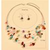 European and American Exaggerated Bohemian Gravel Mixed and Matched Multi-layer Temperament Necklace, Earrings (set)