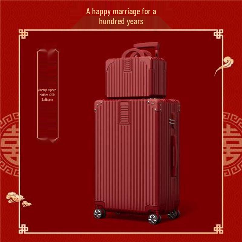 Roter Hochzeitskoffer: Trolley-Koffer mit Passwort für die Aussteuer der Frau