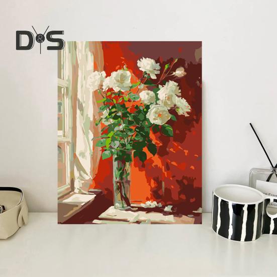 1 Set Kit Pittura a Olio Fai da Te per Adulti con Cavalletto in Legno Kit Dipingi con i Numeri Fai da Te Kit Sviluppo Abilità Pratiche