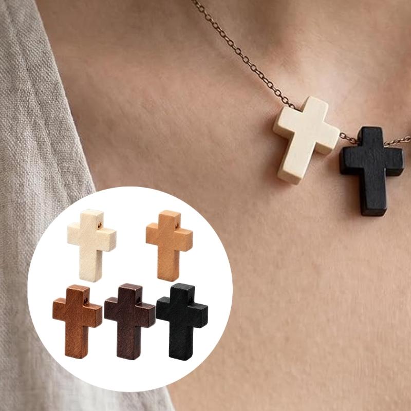 Paintable Mini Wooden Prayer Crosses Pendants,Diy Craft Charms Small Wooden Crosses with Flat Sanded Sides and Top Holes for Creative Handmade Jewelry