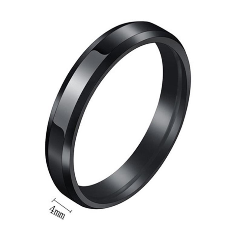 4mm/6mm/8mm Double Beveled Polished Stainless Steel/Titanium Ring - European & American Style