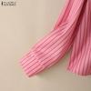 ZANZEA Women Stripe Print Loose Casual Long Sleeve Blouse