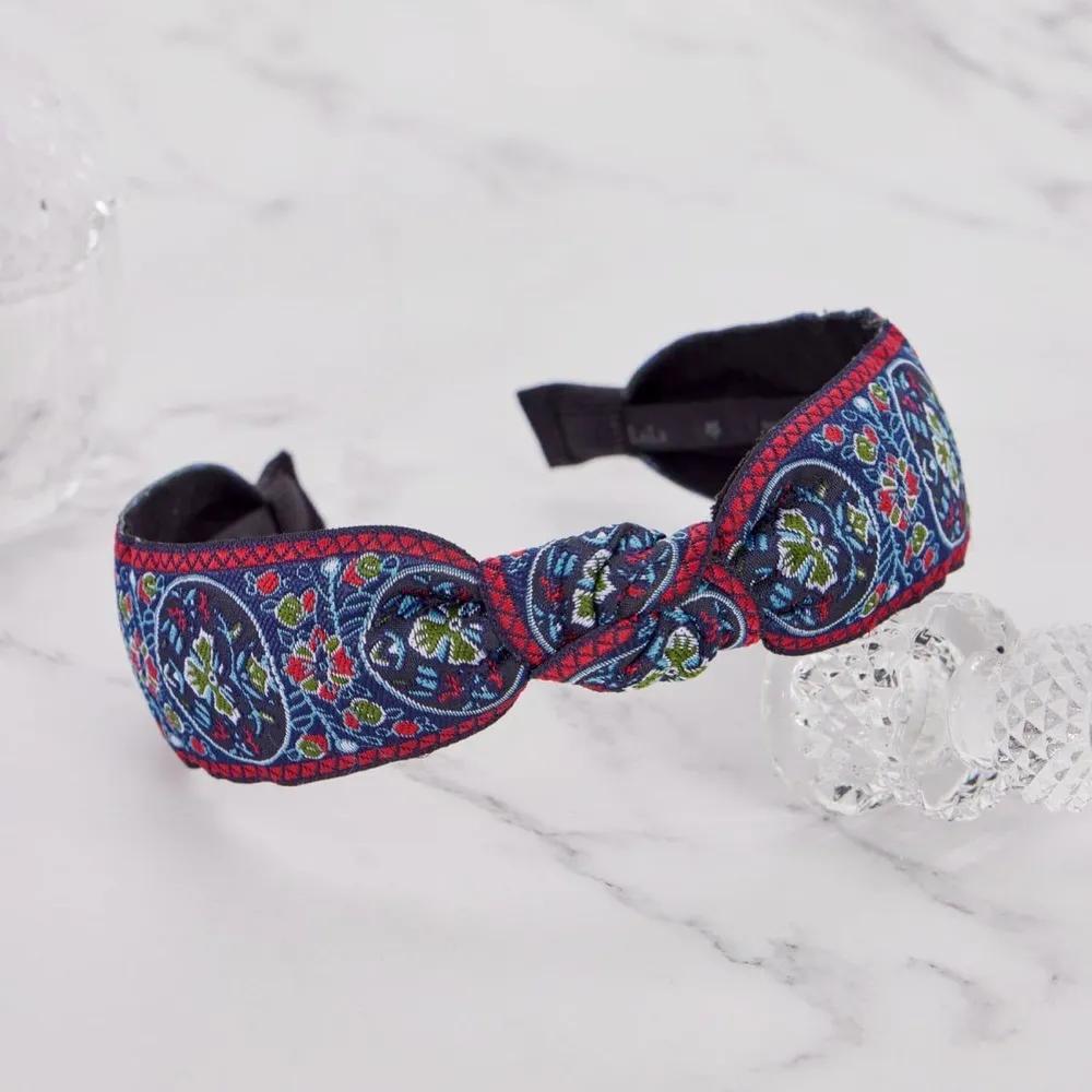 Тканый жаккардовый ободок Lara C LALAH699 3306280 Navy Red