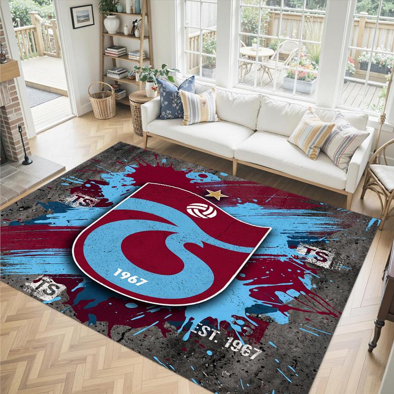 Trabzonspor FC Design Crystal Velvet Carpet Cozy Non?Slip Printed Rug For Bedroom Living Room Entrance