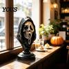 Skull Texture Bust Halloween Ghost Face Skeleton Statue, Spooky Resin Figurine, Horror Themed Bar Decor Collectible Tabletop Decoration