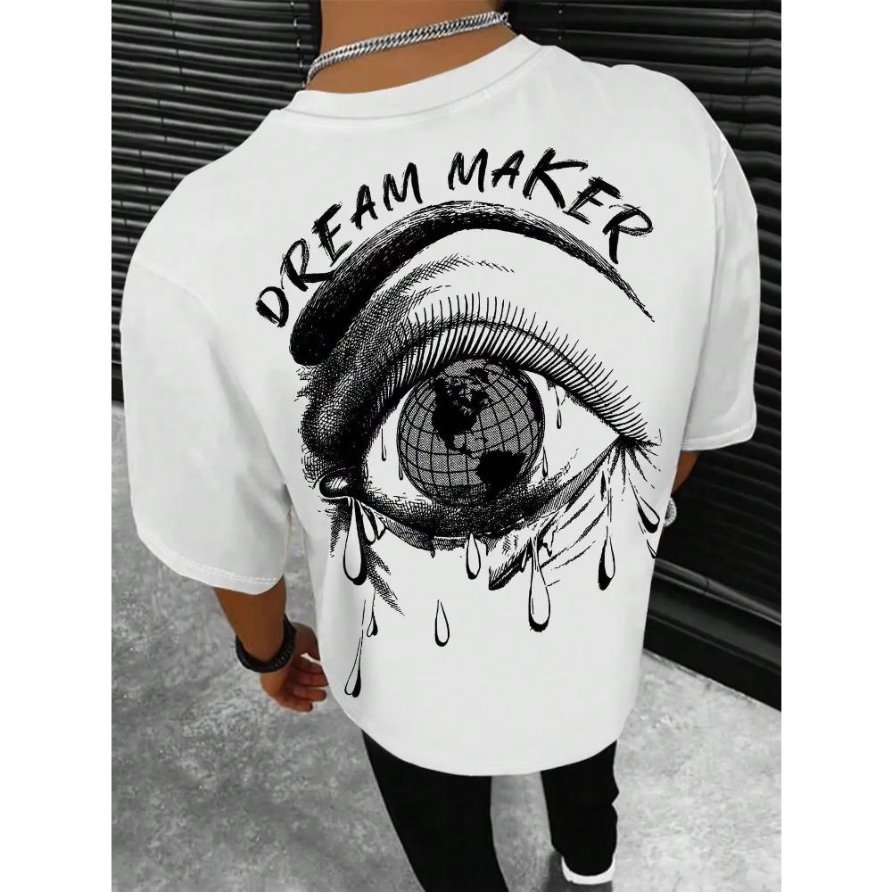 Dream Maker Tričko s potiskem Tearful Earth Muži Oblečení Léto Volné Tričko Bavlna Ležérní Tričko Street Hip Hop Trička oversize