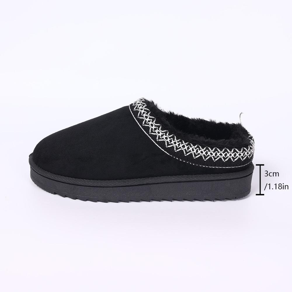 Snow Boots Women Winter New Cashmere Warm Thick Soles Without Heel-covered Hair Half Slipper Cotton Shoes Cashmere Warm Boots