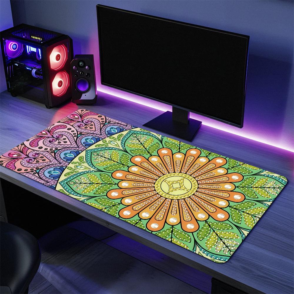 Art Vibrant Mexican Ethnic Flower S Mouse Pad Large Desk Mat Keyboard Ergonomic Office Rubber PC Nonslip Antifray Home Custom