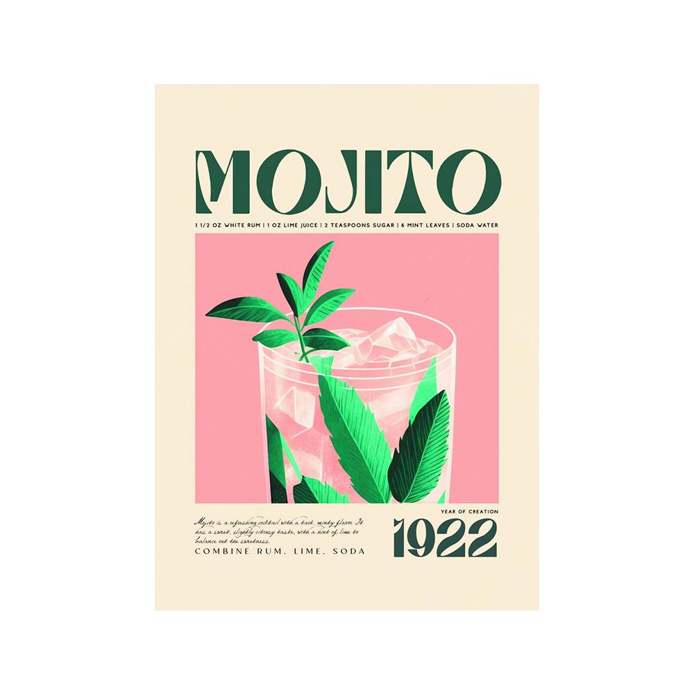 Margarita Mojito Daiquiri Koktejl Boho Plakát a Tisk Tropické Caipirinha Nápoje Barevné Obrázky Pro Kuchyň Bar Klub Nástěnná Dekorace