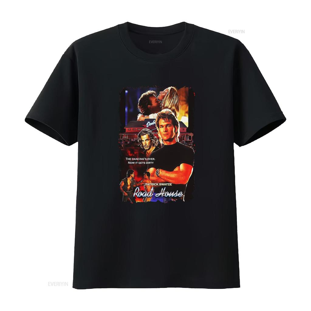 Roadhouse Patrick Swayze Movie Theme Mens Black T Shirt Available In Sizes S To 5XL Vintage Washed Graphic Breathable Slightly