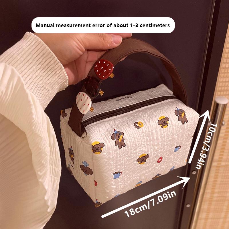Cute Puppy Cosmetic Bag Large Capacity Dog Makeup Bag Menstrual Bag Sundry Storage Bag Travel Handbag