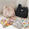 Bolsa Tote de Ombro de Lona Floral de Grande Capacidade para Mulheres – Bolsa de Mão Casual para Compras e Estudantes para Primavera/Outono