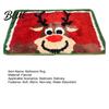 Non-slip Bathroom Mat And White Door Flannel Xmas Snowflake Christmas Rug Floor Red Absorbent Non-Slip