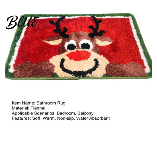 Non-slip Bathroom Mat And White Door Flannel Xmas Snowflake Christmas Rug Floor Red Absorbent Non-Slip
