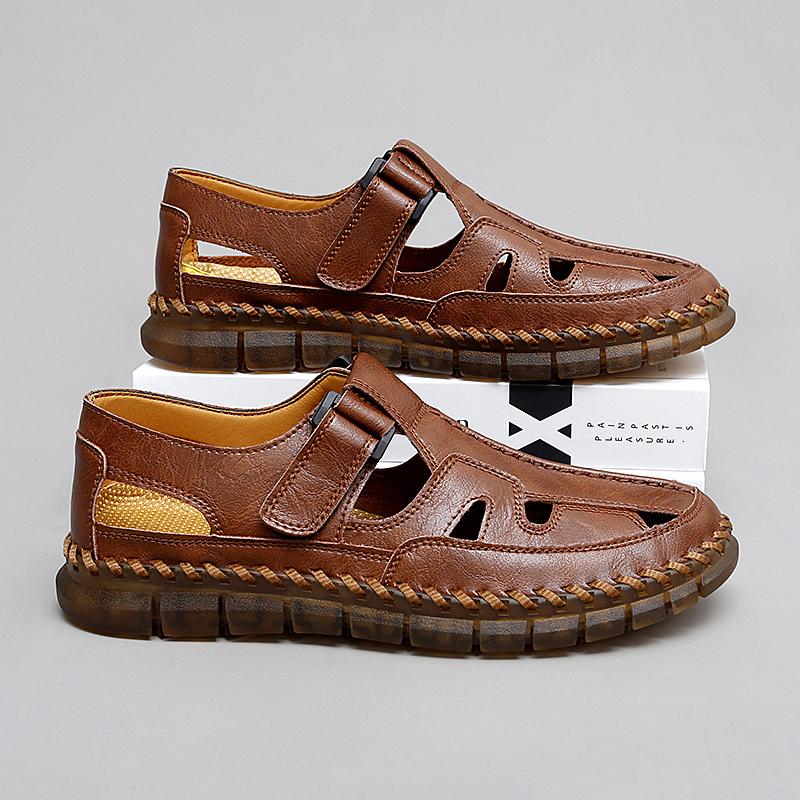 Fashion Hot Sale Summer Mens Sandals Outdoor Non-slip Men Beach Shoes Handmade Leather Man Summer Shoes Breathable Roma Sneakers Loafers