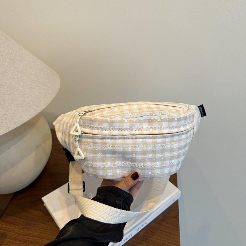 

Bag Women s 2025 Summer New Waist Pack Breast Bag Casual Fashion Striped Shoulder Bag Large Capacity Commuter Dumpling Bag хаки