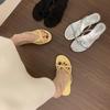 French wedge heel silver toe slippers women's summer wear 2025 new style beautiful temperament thin strap sandals sandals