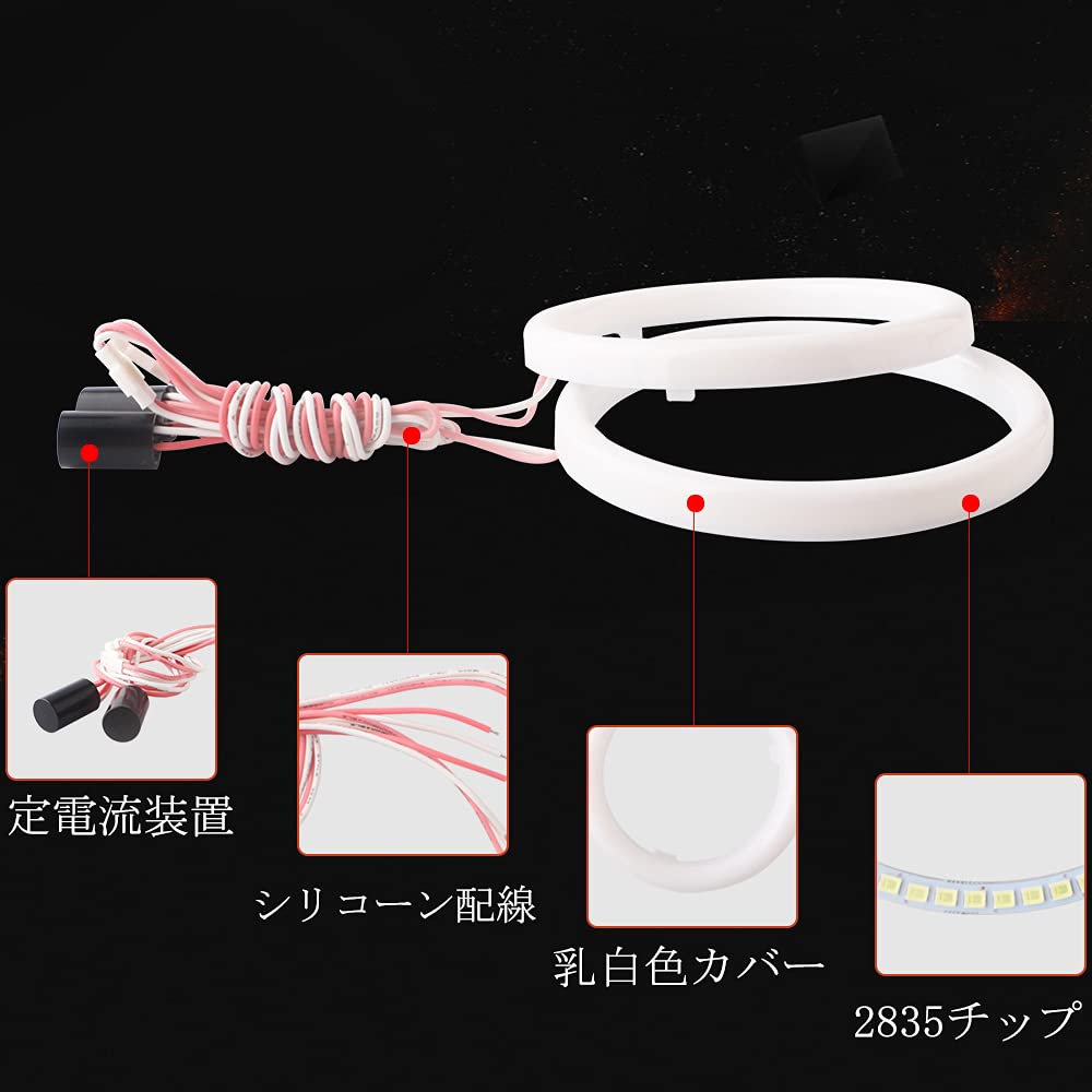 Grandview 51 LED Kalmaro žiedas, 3,1 colio (80 mm), Priekinis žibintas su balastu, Dangtelis įtrauktas,