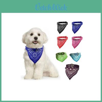 Écharpe Bandana Réglable pour Chien Chiot Chat Avec Collier en Cuir Foulard de Cou