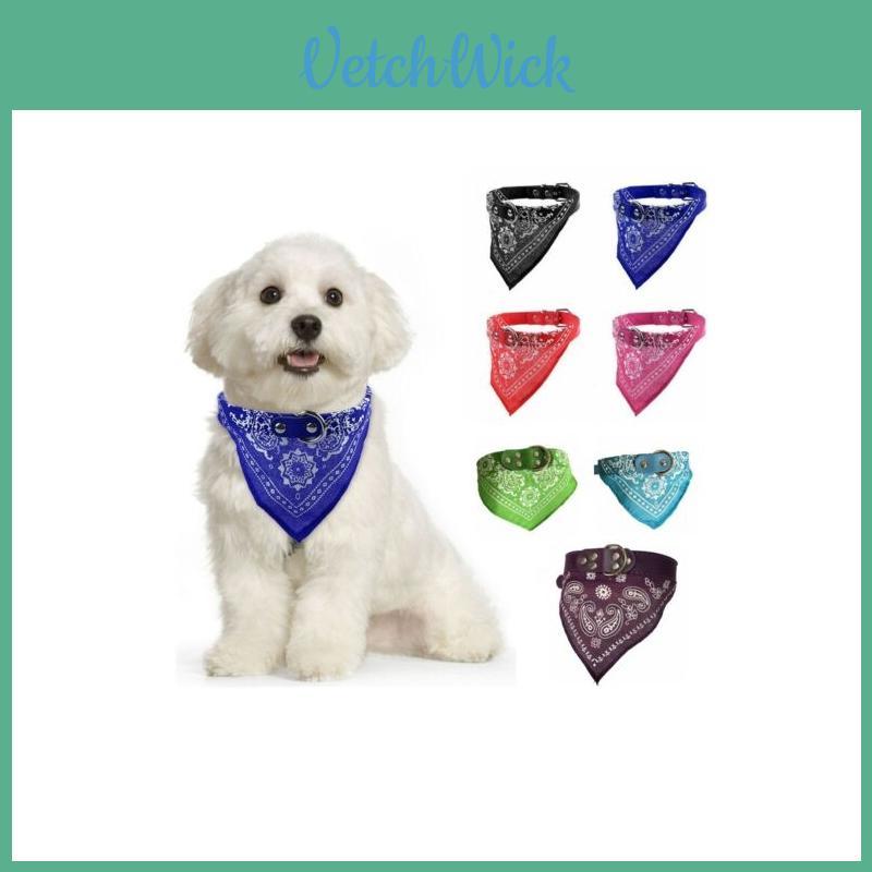 Adjustable Pet Dog Puppy Cat Neck Scarf Bandana With Leather Collar Neckerchief