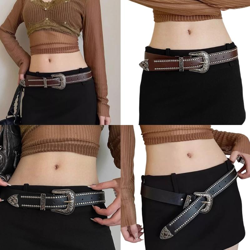 PU Waist Belt with Adjustable Pin Buckle for Fashion Enthusiasts Jeans Skirt