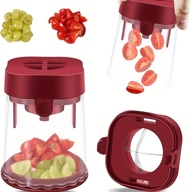 Stainless Steel Manual Fruit Slicer with Detachable Stainless Steel Blades , Ideal for Strawberries, Grapes, Tomatoes, Onions, Mushrooms, and More
