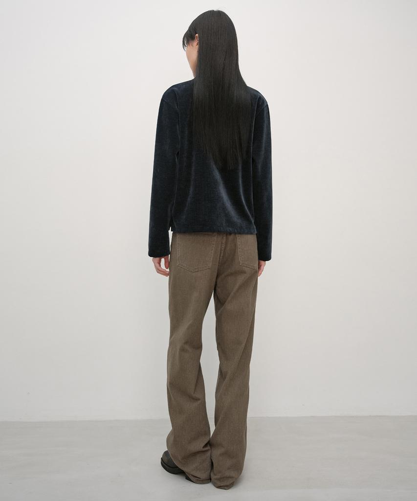 INSILENCE WOMEN Corduroy High-Neck Zip-Up Ash Navy