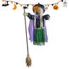 Halloweenová létající čarodějnice Dekorace létající čarodějnice s děsivými zvuky a světly Velká vznášející se čarodějnice Rekvizita se svítícíma očima