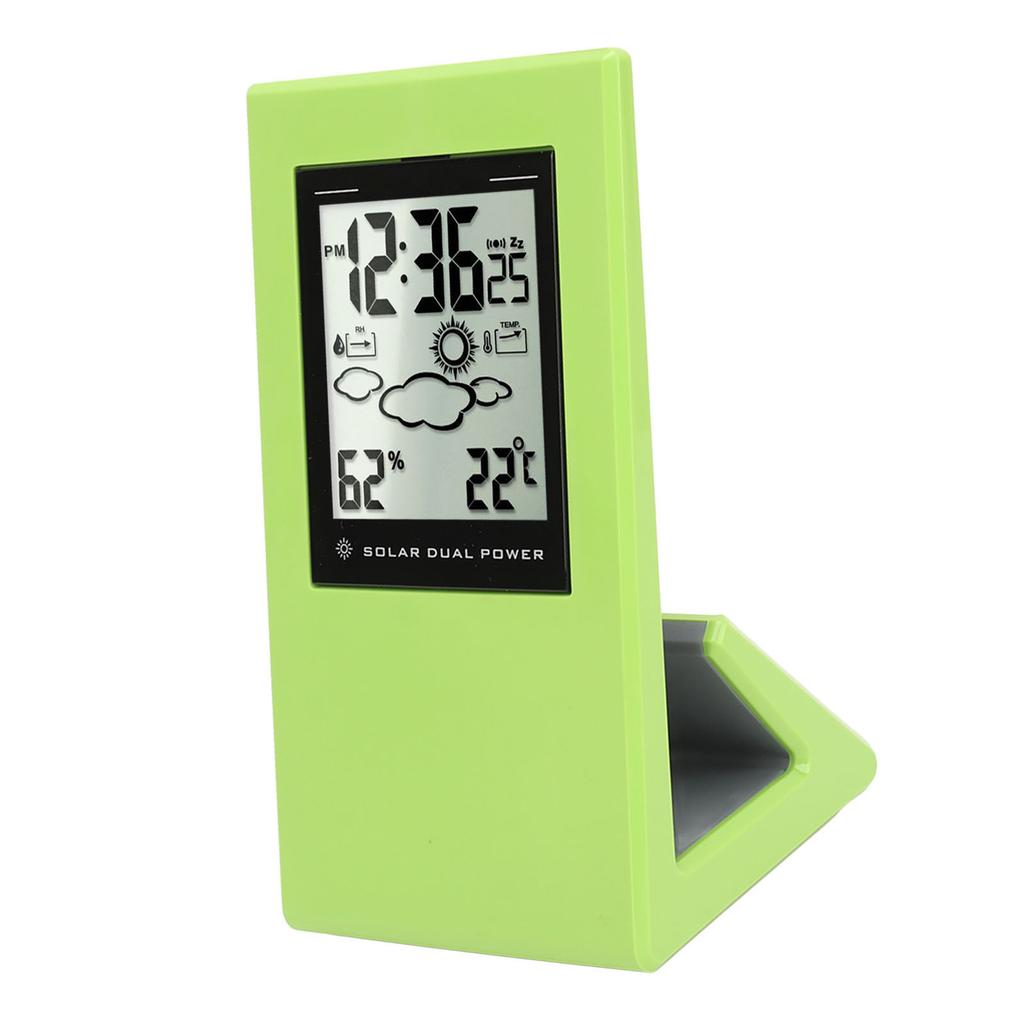 Wther Forcast Clock Solar Battery Powered LCD Display Timing Digital Temperature Humidity Meter for Home School
