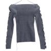 ADEAM 40891 Charcoal Off-the-Shoulder Pearl Knit Tops O charcoalUsed