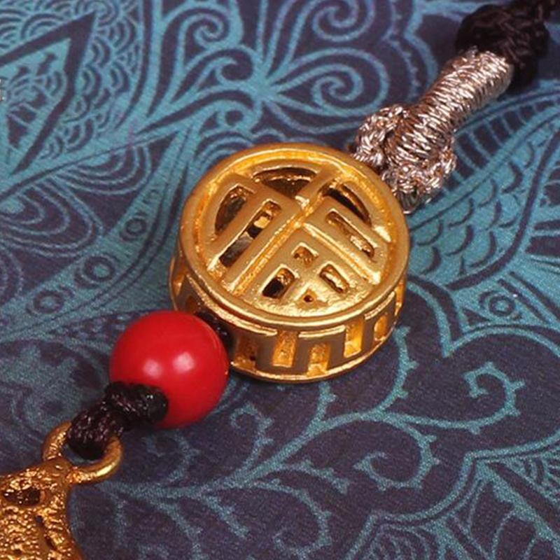 Gourde creuse chinoise en laiton Fu sculpté, pendentif porte-bonheur, accessoires de suspension de voiture, décoration Feng Shui Hulu, amulette, pendentif d'anniversaire