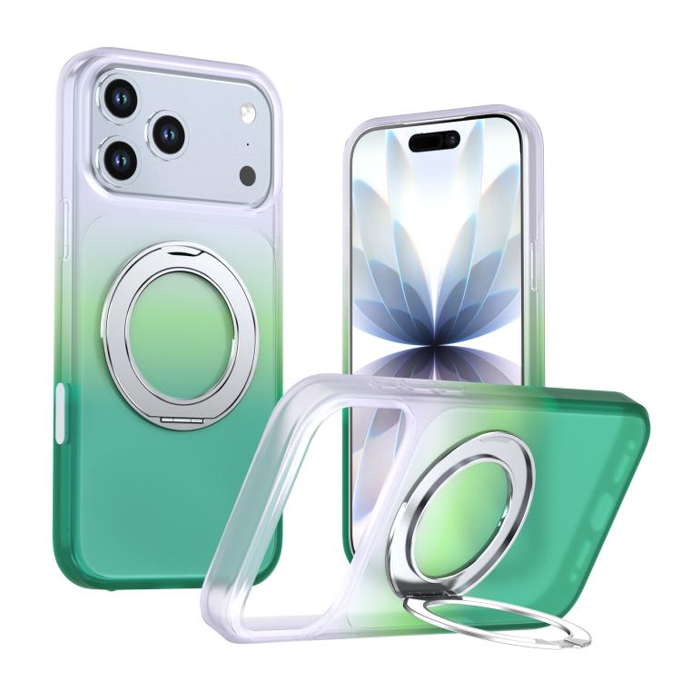 Phantom Skin Feel Gradient PC+TPU Phone Case With 360° Rotating Metal Holder, Magnetic Wireless Charging Shockproof Protective Cover