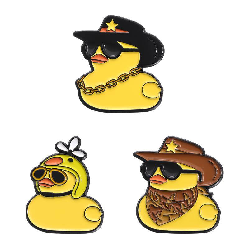 3-6 Stk./Set Tier-Serie Emaille-Anstecknadeln Capybara Frosch Cowboy Ente Killer-Huhn Broschen Reversabzeichen Schmuck Geschenk für Freunde