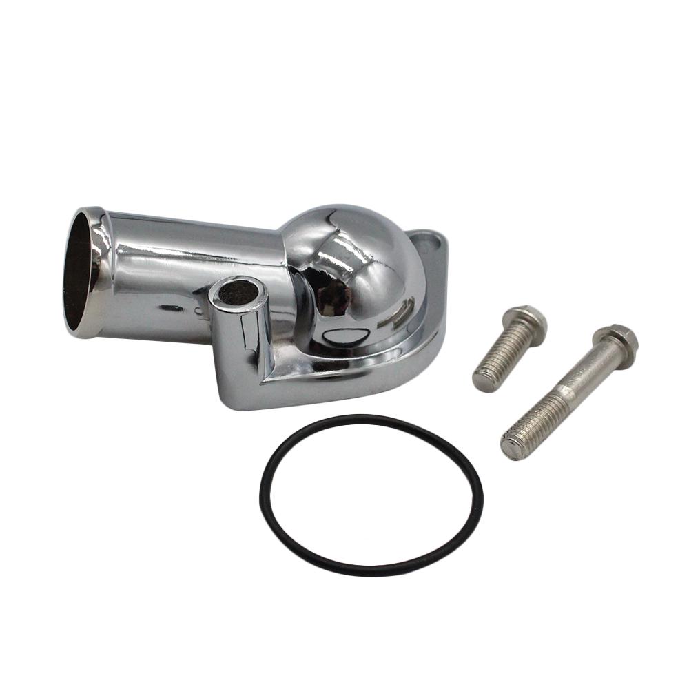 Chromed Aluminum Chevy SBC BBC Water Neck Straight Up Thermostat