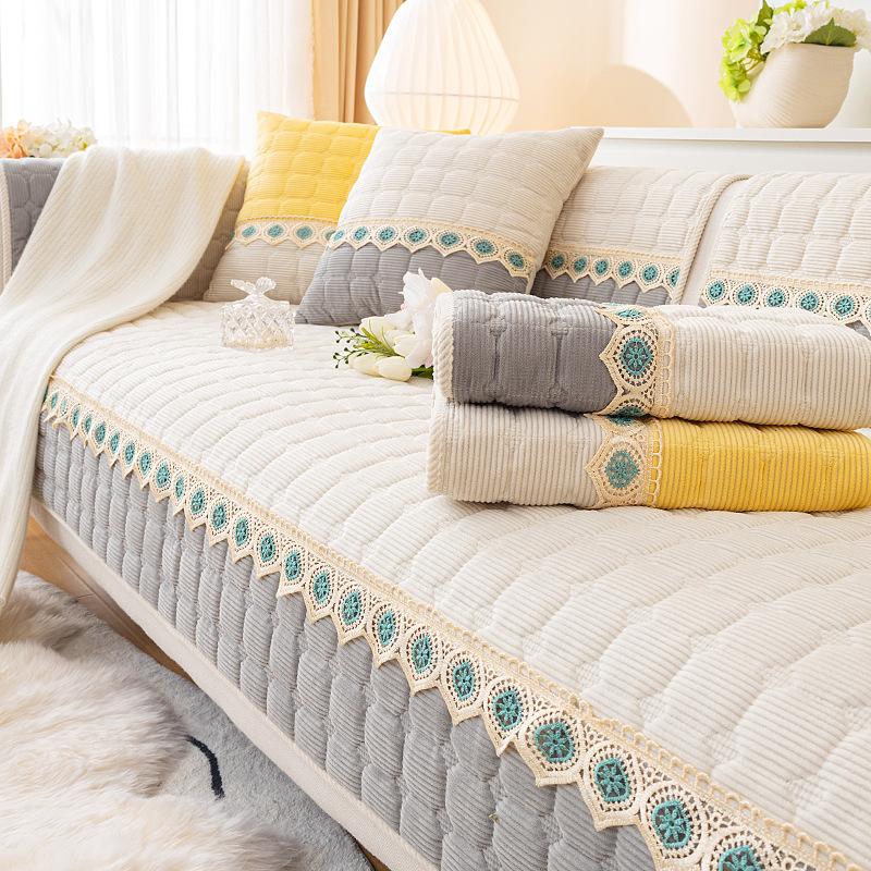 New Corduroy Sofa Cushion Winter Plush Thickened Warm Non-Slip Seat Cushion Leather Sofa Cover Cover Cloth Towel