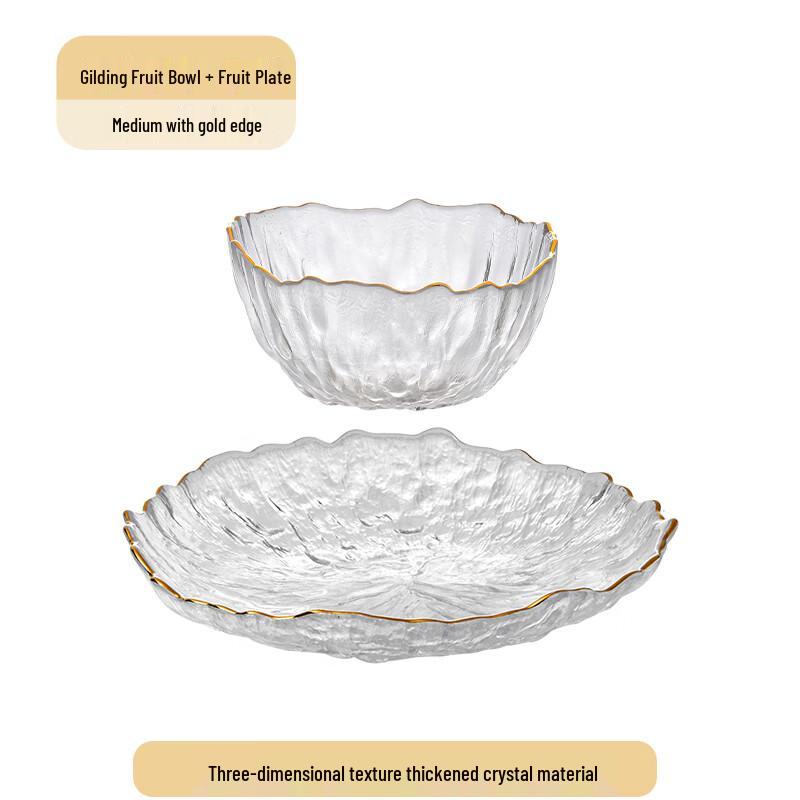 Jingyuheng Luxury Gilded Glass Fruit Plate Set