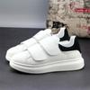 Fashion Mens Casual White Shoes Genuine Leather Flats Shoe Street Style Women's Stylish Platform Sneakers Hook Loop Designer Footwear