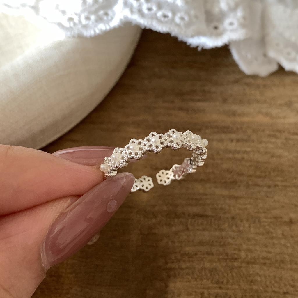 Sam Panda 925 Silver Simple Ring For Women Fine Jewelry Finger Adjustable Open Vintage Big Ball Ring For Party Birthday