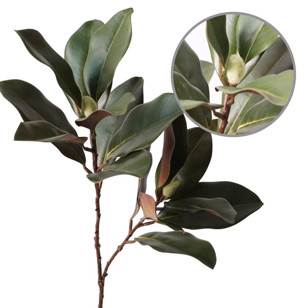 Artificial Magnolia Branches with Flexible Stems and Lifelike Leaves for Home Decoration Suitable for All Seasons Two Pieces