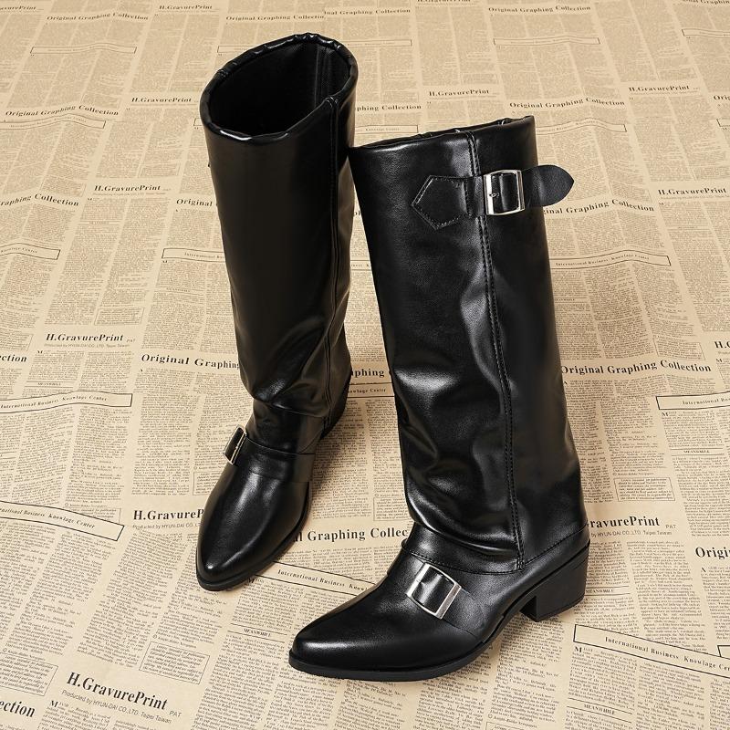 Fashion Trouser Leaf Boots Women's 2025 Autumn New Retro Fashion Versatile Skinny No Knee Plus Size Thin Boots