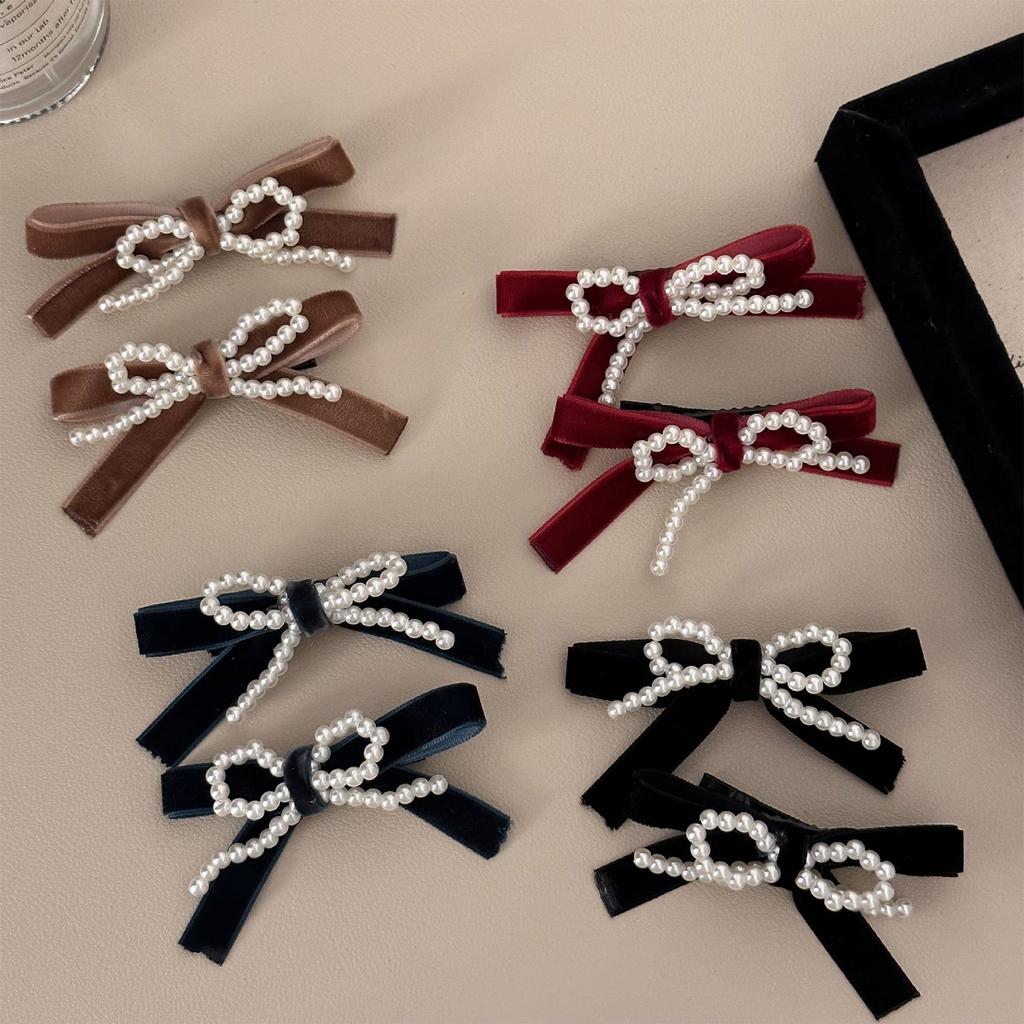 Sweet Ballet Velvet Bowknot Hair Clip Lazy Hairpin Duckbill Hairclips Barrettes for Women Side Bangs Hair Styling Tool