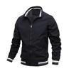 Men's Casual Fleece & Cotton Sports Jacket - Solid Color Spring/Autumn Outerwear