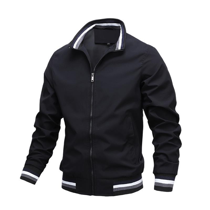 Men's Casual Fleece & Cotton Sports Jacket - Solid Color Spring/Autumn Outerwear