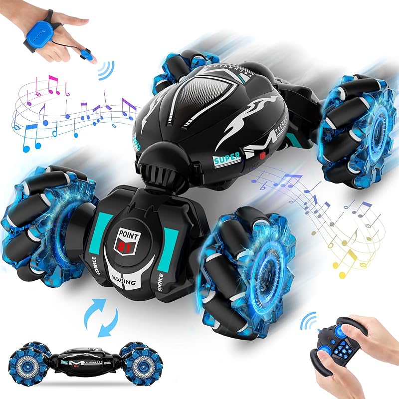 Gesture RC Car, 2.4GHz 4WD Gesture Sensing RC Stunt Car Toys for 6-12 Years Old Boys Girls, Hand Controlled Remote Drift Twist Offroad 360° Rotation