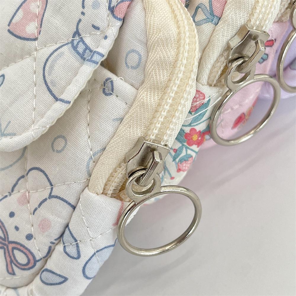 Cute Cartoon Floral Quilted Multifunctional Bag: Organizer, Document Holder, Coin Purse, Card Holder