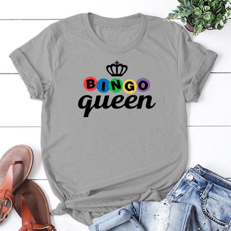 New Bingo Queen Print T Shirts Women Men Casual Round Neck Tees Top Summer Cool Loose Short Sleeve
