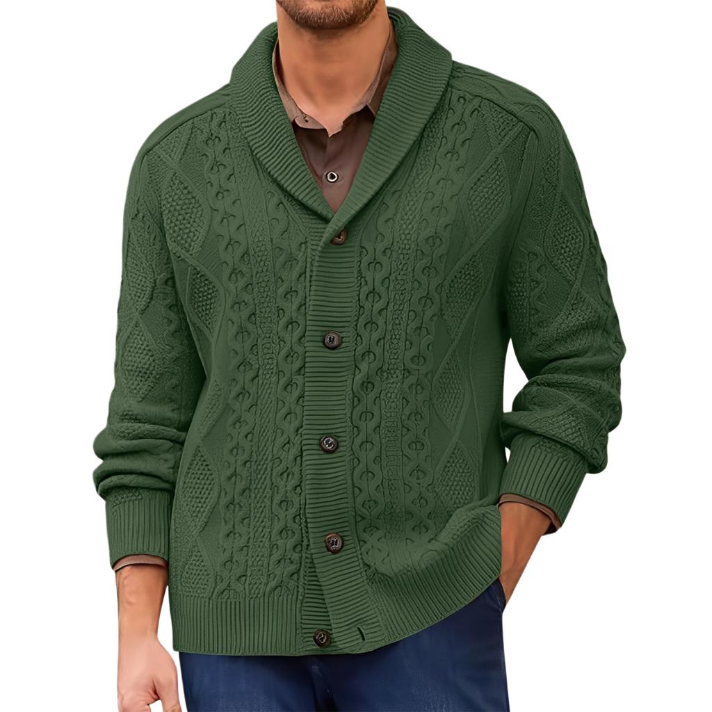 Men's V-Neck Knit Button-Front Cardigan Jacket