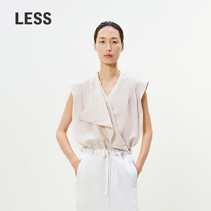 LESS Loose Fit Sleeveless Irregular Collar Shirt L