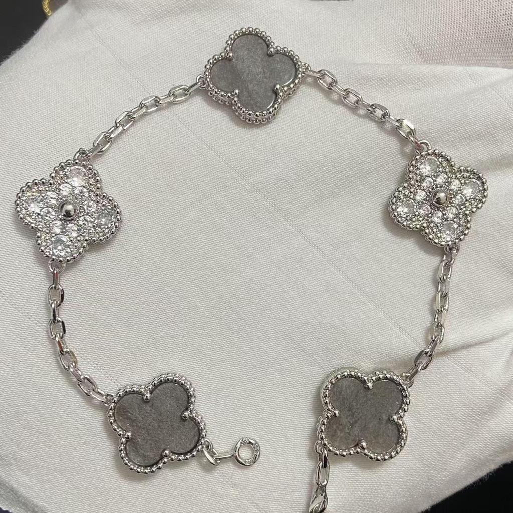Nuova Versione Bracciale Quadrifoglio Cinque Fiori Agata Rossa Naturale Madreperla Bianca Bracciale da Donna Bracciale Laser