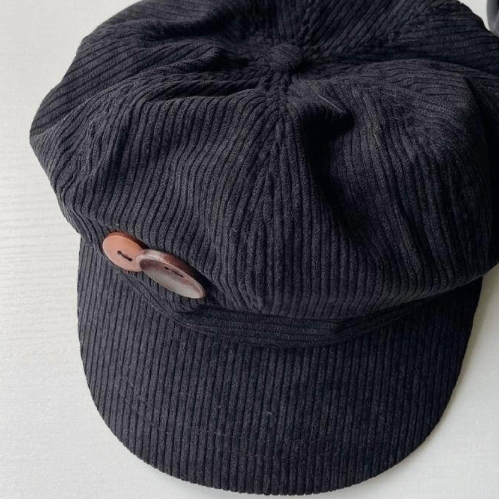 

Harajuku Double Button Berets Hat Japanese Painter Hat Fashion Corduroy Baseball Cap Sweet чорний